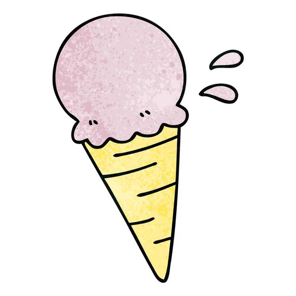Eccentrico disegnato a mano cartone animato gelato alla vaniglia — Vettoriale Stock
