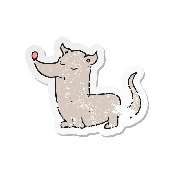 Retro nödställda klistermärke av en tecknad liten hund — Stock vektor