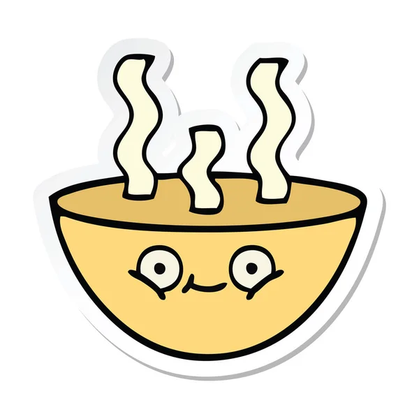 Pegatina de un cuenco de dibujos animados lindo de sopa caliente — Vector de stock