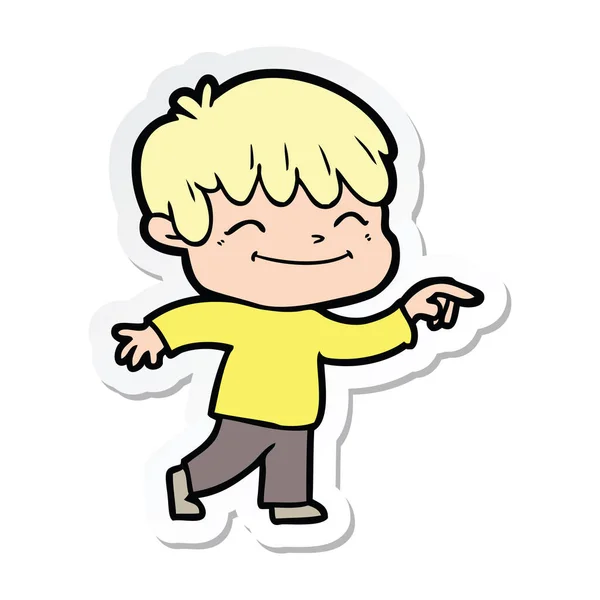 Adesivo di un cartone animato ragazzo felice — Vettoriale Stock