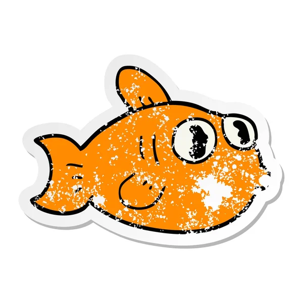 Distressed sticker of a cartoon fish — Stock Vector