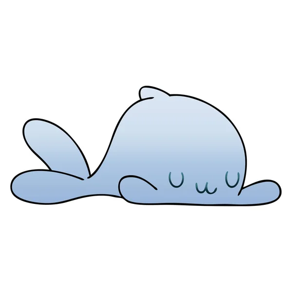 Gradiente peculiar sombreado baleia dos desenhos animados — Vetor de Stock