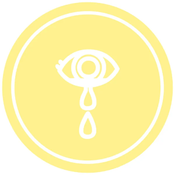 Circulaire oogpictogram huilen — Stockvector