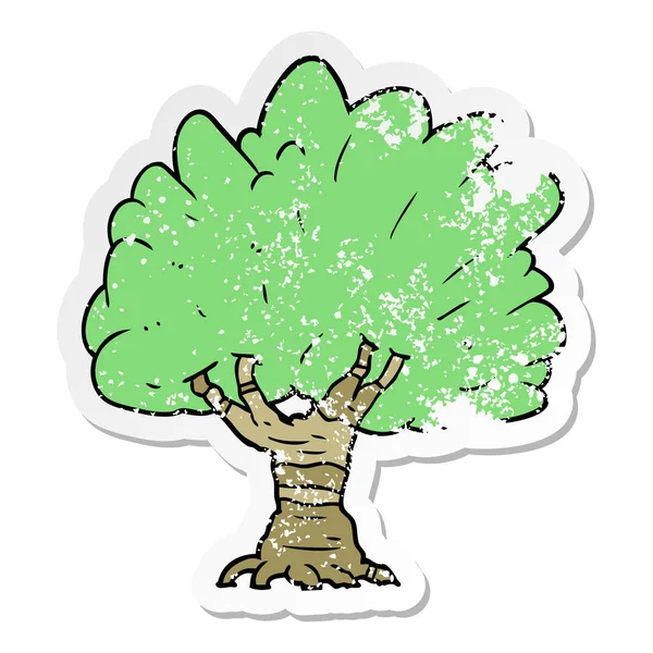 Trudnej Sytuacji Naklejka Drzewo Kreskówka — Wektor stockowy