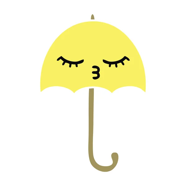 Плоский цветовой ретро-мультяшный зонтик — стоковый вектор