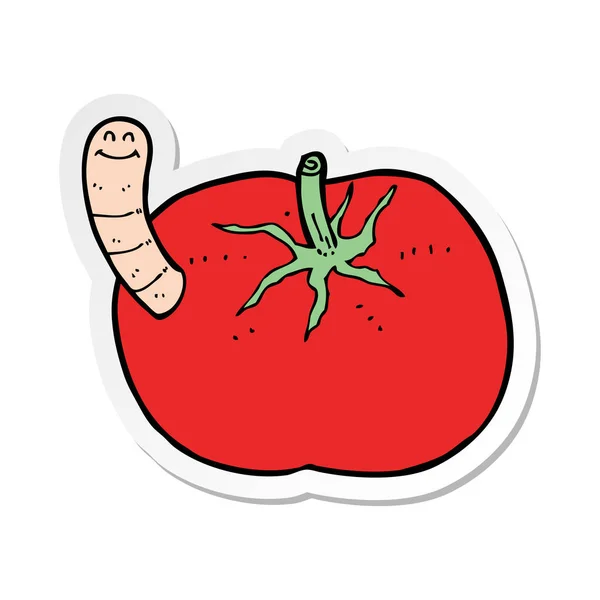 Sticker Cartoon Tomato Worm — Stock Vector
