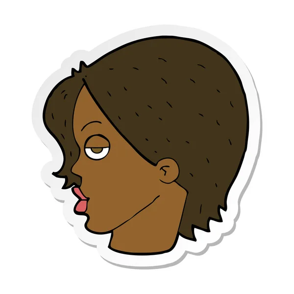 Sticker Cartoon Woman Raising Eyebrow — Stock Vector