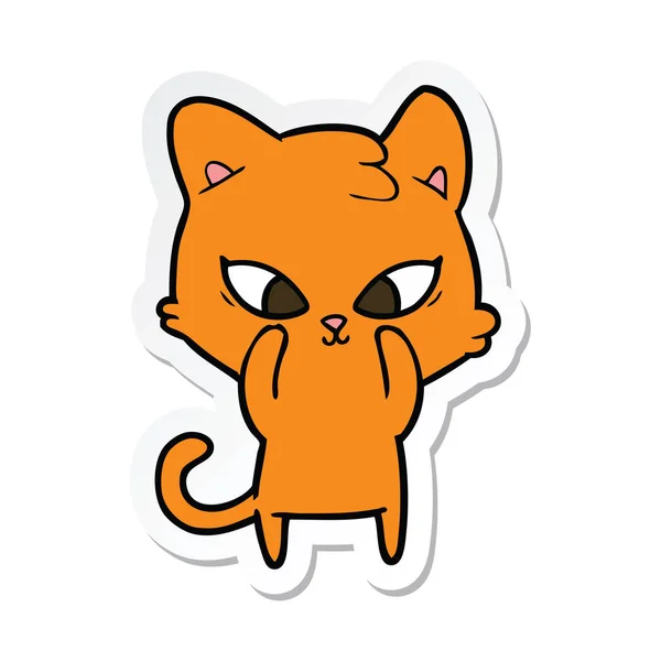 Autocollant d'un chat dessin animé mignon — Image vectorielle