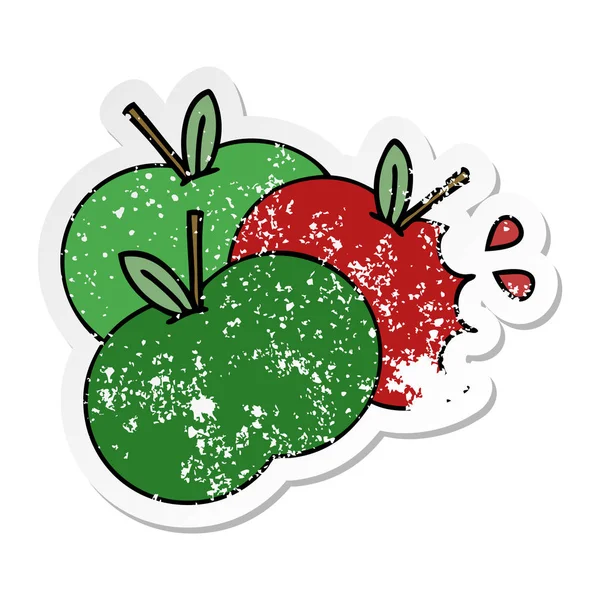 Zoufalý nálepkou roztomilý kreslený šťavnaté jablko — Stockový vektor