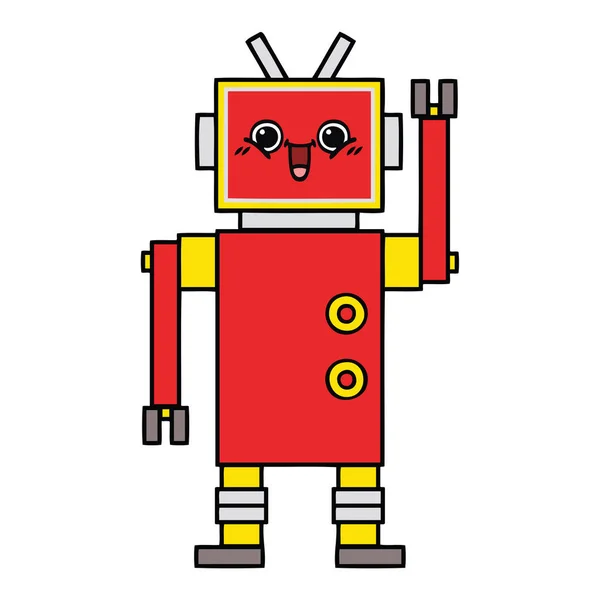 Lindo robot feliz de dibujos animados — Vector de stock