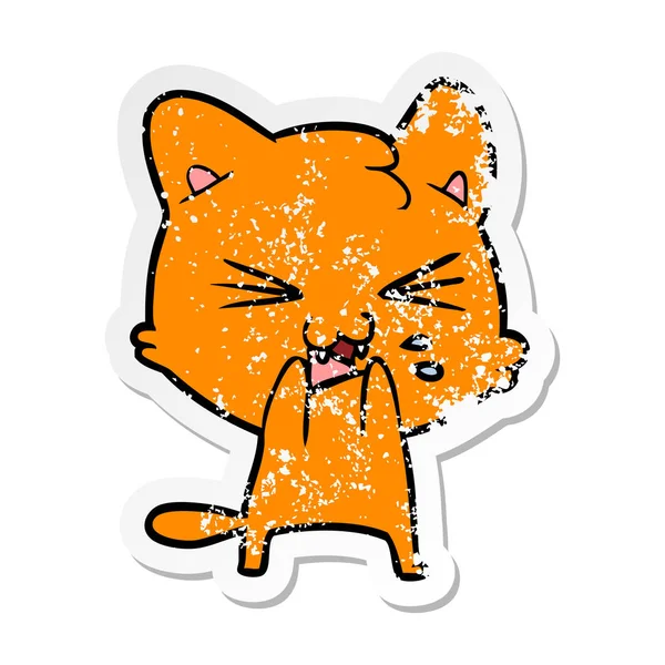 Szomorú böllér-ból egy sziszegő macska rajzfilm — Stock Vector