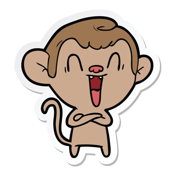 Sticker van een lachende aap cartoon — Stockvector
