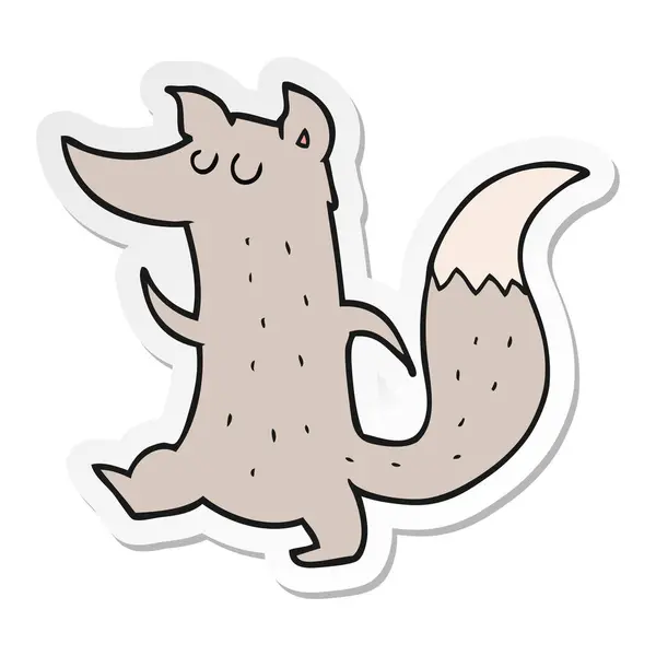 Sticker of a cartoon cute wolf — Stock Vector