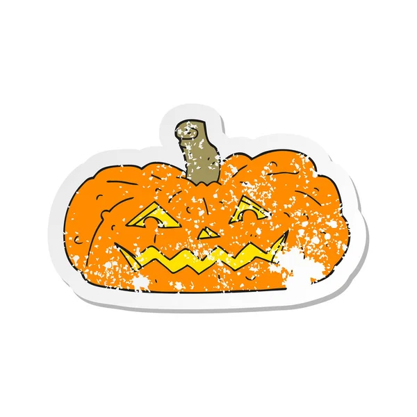 Pegatina Retro Angustiado Una Calabaza Halloween Dibujos Animados — Archivo Imágenes Vectoriales