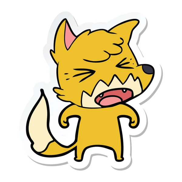 Sticker van een fox boos cartoon — Stockvector