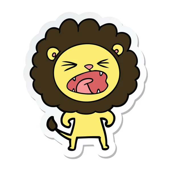 Sticker of a cartoon angry lion — Stock Vector