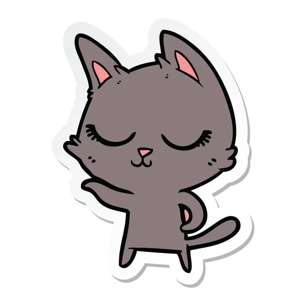 Sticker of a calm cartoon cat — Stock Vector
