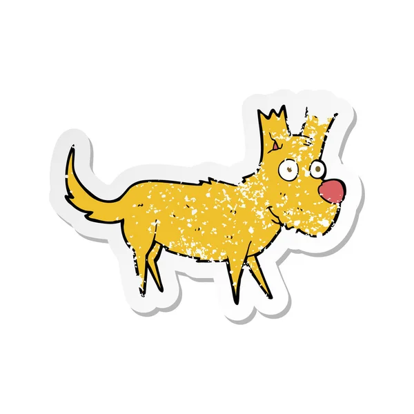 漫画のレトロな苦しめられたステッカーかわいい犬 — ストックベクタ