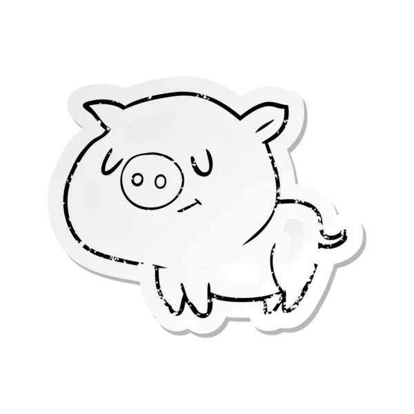 Distressed sticker of a cartoon pig — Stock Vector