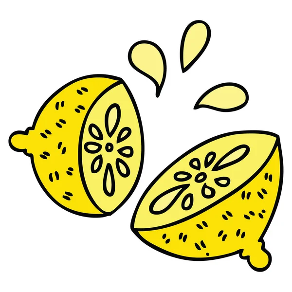 Eccentrico disegnato a mano cartone animato limone — Vettoriale Stock