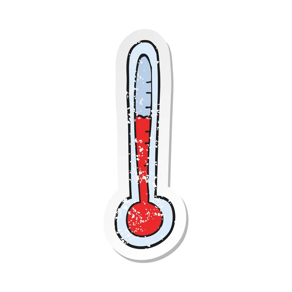 Retro distressed sticker of a cartoon temperature gauge — Stock Vector