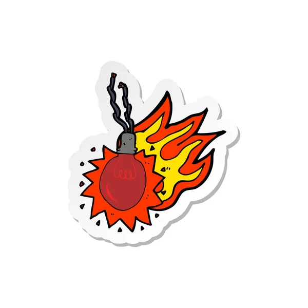 Pegatina Una Bombilla Roja Caliente Dibujos Animados — Vector de stock