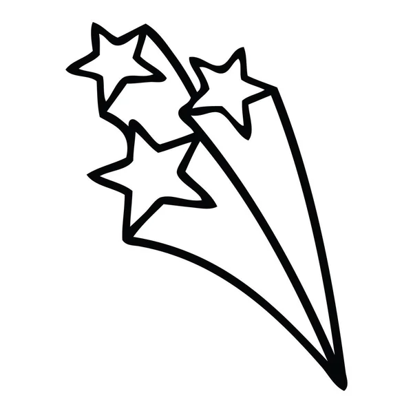 Line drawing cartoon shooting stars — Stock Vector