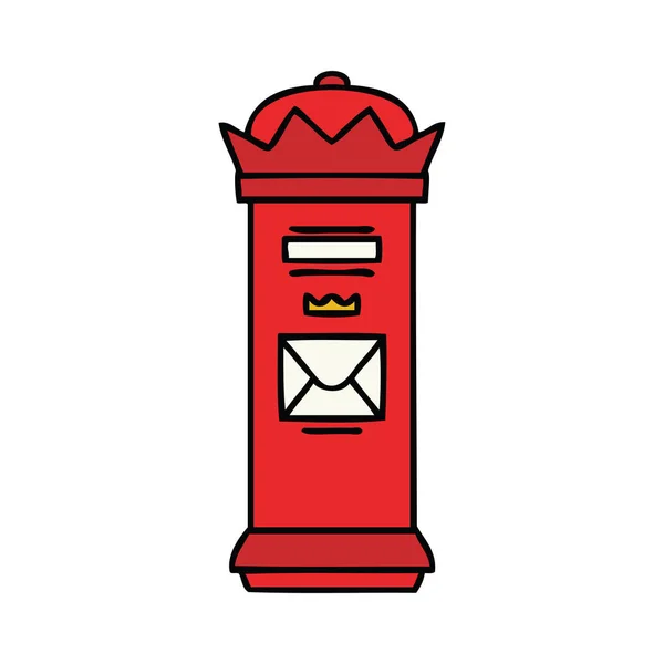 Cute cartoon british post box — Stock Vector