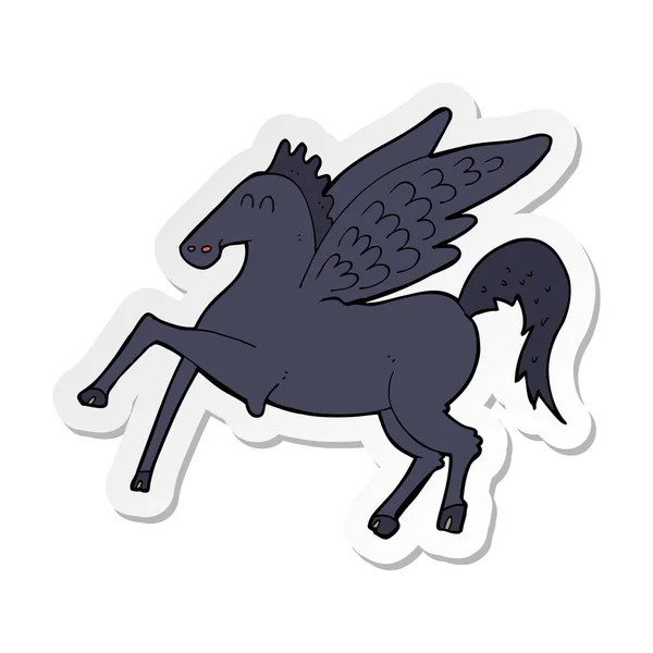 Sticker of a cartoon magic flying horse — Stock Vector