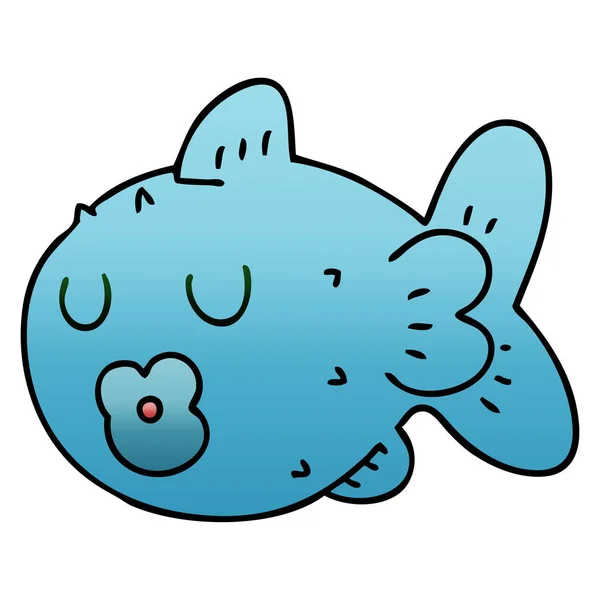 Eccentrico gradiente ombreggiato pesce cartone animato — Vettoriale Stock
