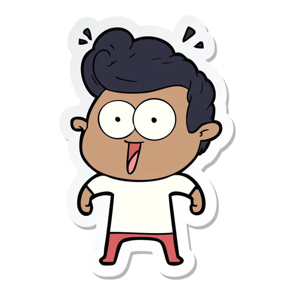 Sticker Cartoon Excited Man — Stock Vector