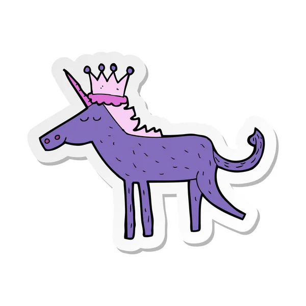 Stiker dari sebuah unicorn kartun - Stok Vektor