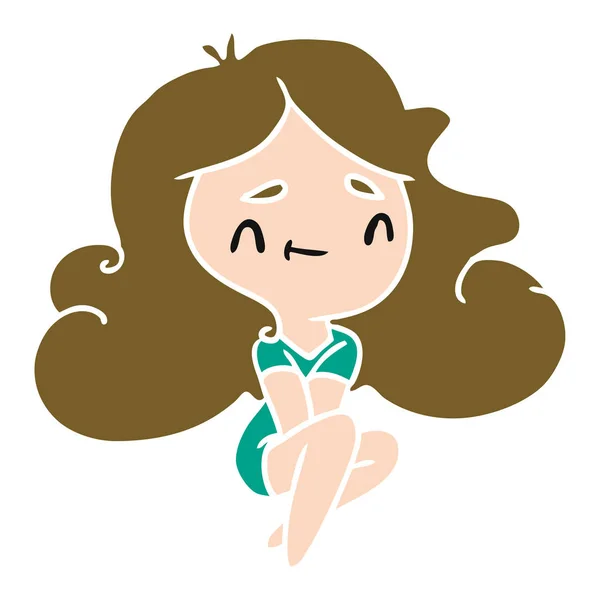 Desenhos animados de uma menina kawaii bonito — Vetor de Stock