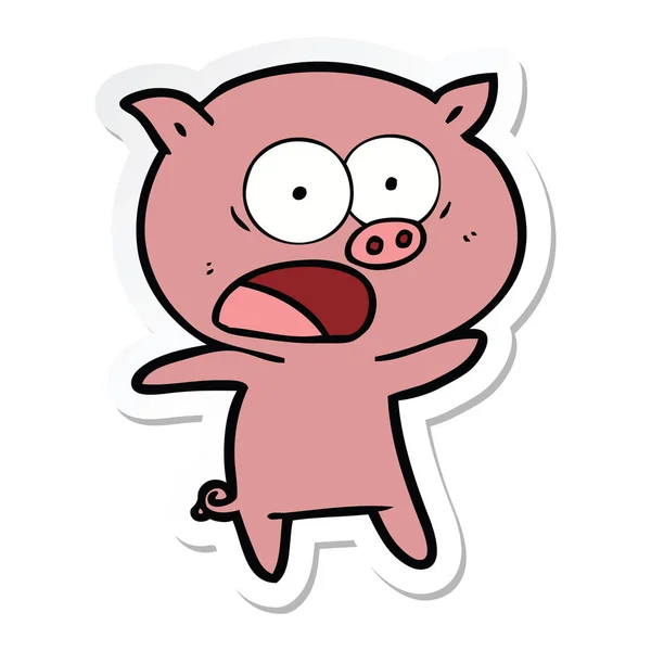 Autocollant Cochon Dessin Animé Criant — Image vectorielle