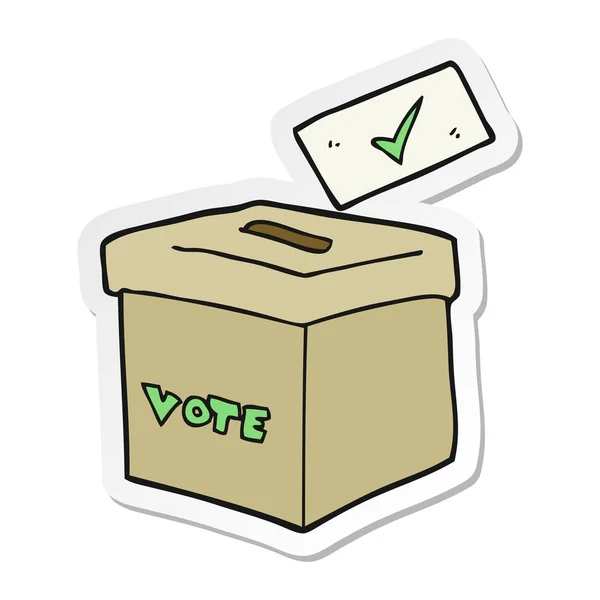 Sticker of a cartoon ballot box — Stock Vector