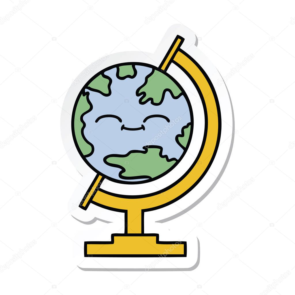 sticker of a cute cartoon globe of the world