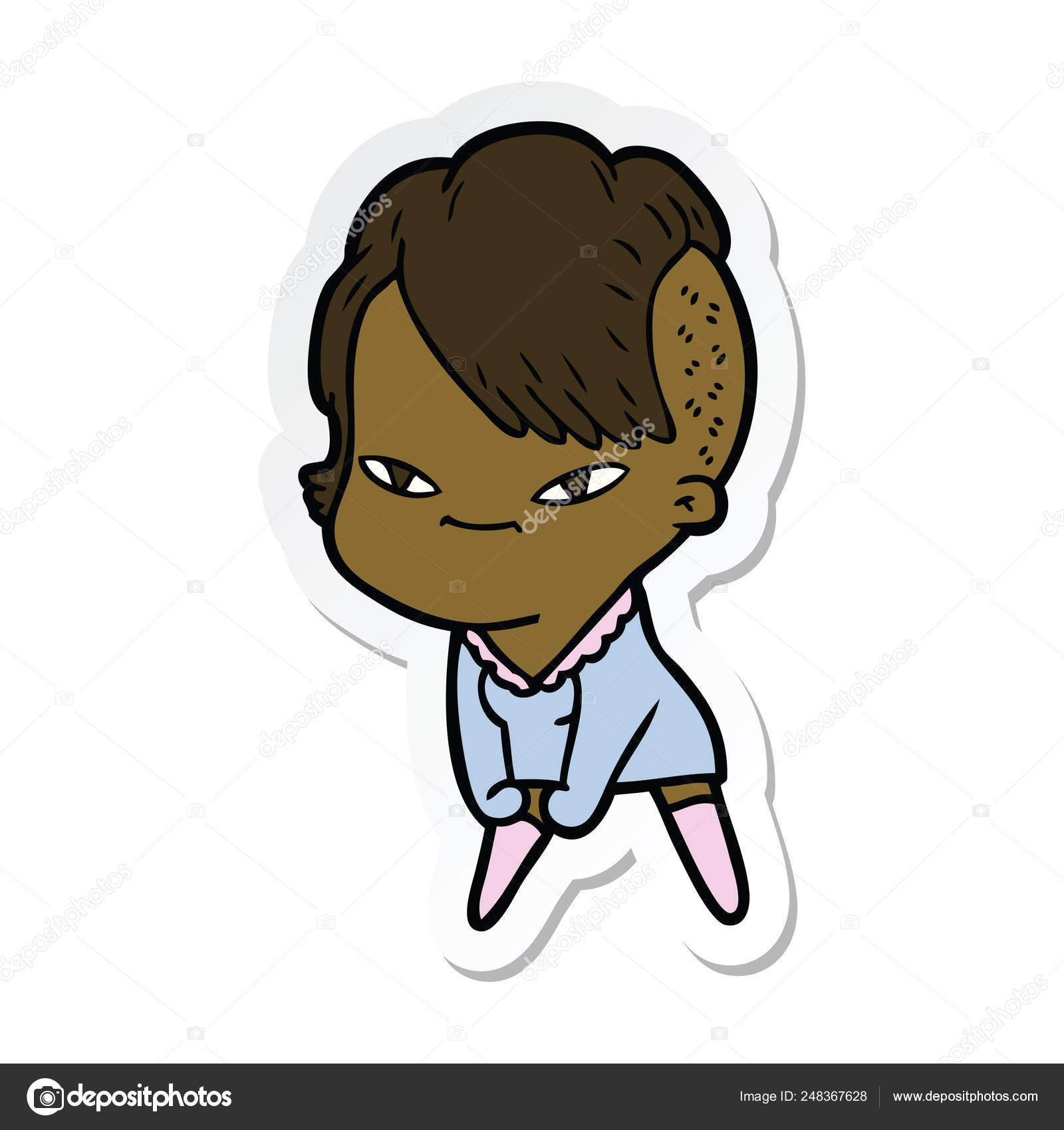 Etiqueta de uma menina bonito desenho animado com corte de cabelo hipster  Vetor de ©lineartestpilot 248367628, image size:1600x1700