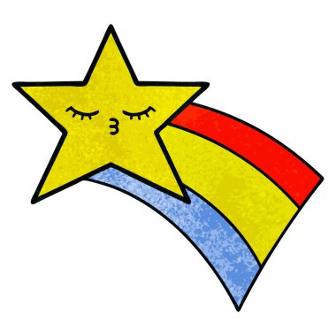 Retro doku çizgi film çekim rainbow yıldız