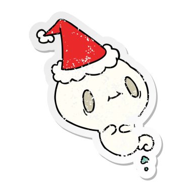 Noel sıkıntılı etiket karikatür kawaii hayalet