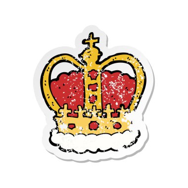 Retro etiket bir karikatür royal crown sıkıntılı.