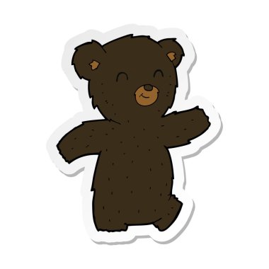 sevimli çizgi siyah ayı etiket