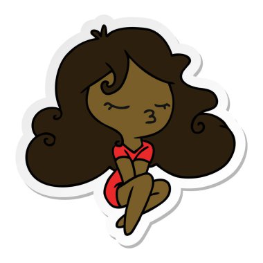 serbest el çekilmiş etiket karikatür şirin kawaii kız