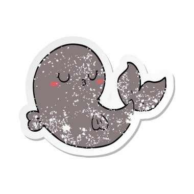 sevimli çizgi balina sıkıntılı etiket