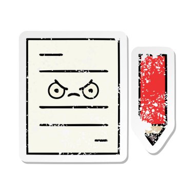 sevimli çizgi test kağıt sıkıntılı etiket