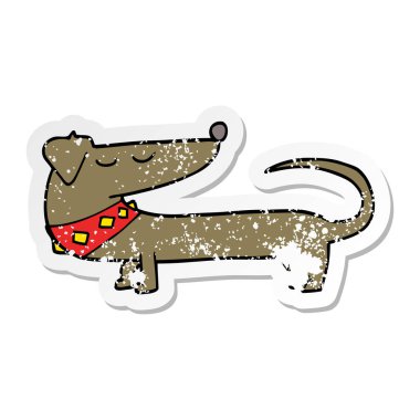 sıkıntılı etiket bir karikatür köpek