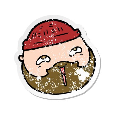 bir çizgi film erkek yüz sakallı sıkıntılı etiket