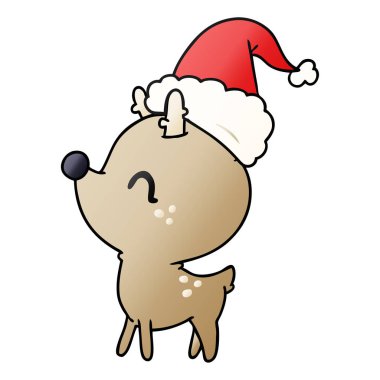 Noel degrade çizgi film kawaii geyik el çekilmiş