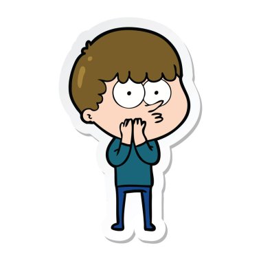 çizgi film meraklı bir çocuk etiket