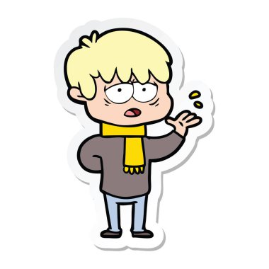 bir çizgi film yorgun çocuk etiket