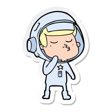 bir çizgi film emin astronotun etiket